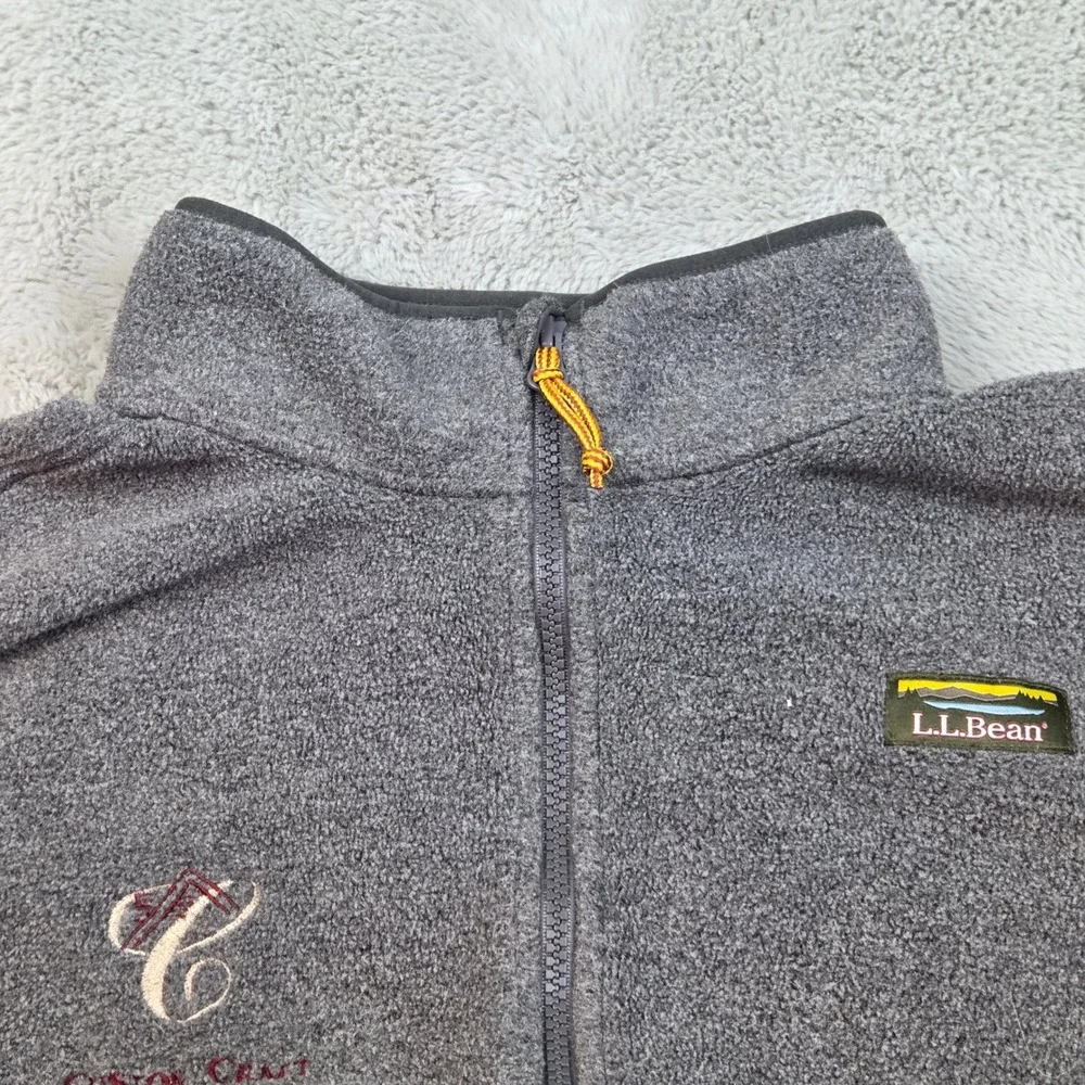 L.L. Bean Fleece Jacket Mens XL Tall Full Zip Mock Neck‎ Logo Grey Heather Solid